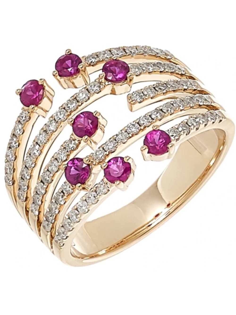14K Yellow Gold Genuine Ruby & Diamond Ring